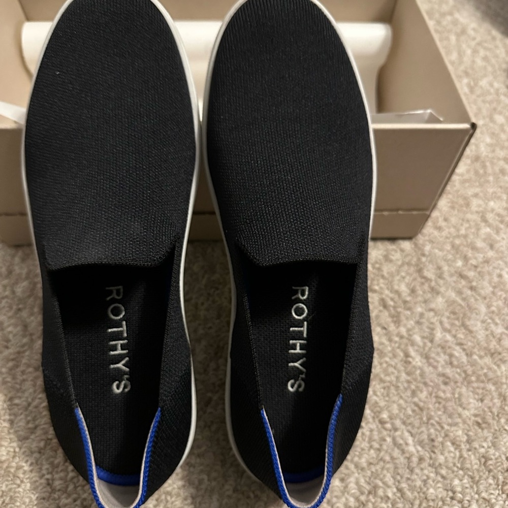 Rothy's Black and Blue Slip-On Sneakers